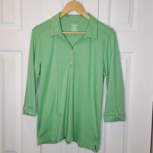L.L.Bean Green Polo Style Top